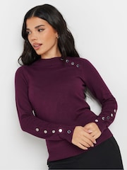 PixieGirl Petite Red Button Cuff Neck Jumper - Image 2 of 5