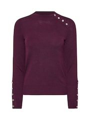 PixieGirl Petite Red Button Cuff Neck Jumper - Image 5 of 5