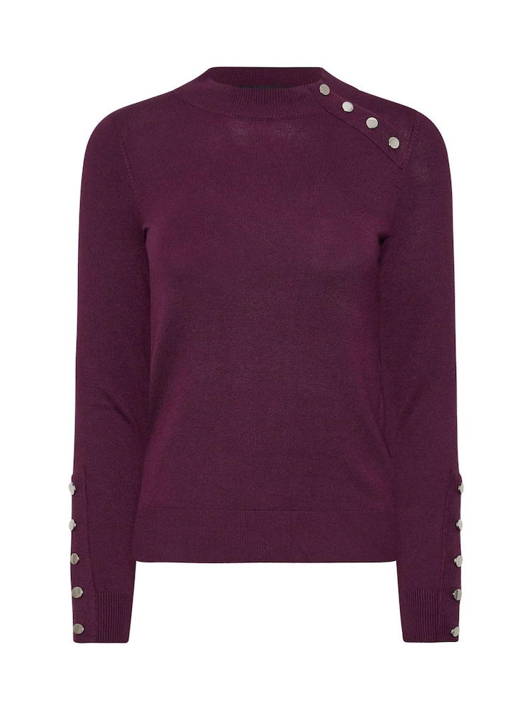 PixieGirl Petite Red Button Cuff Neck Jumper - Image 5 of 5
