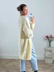 Style Cheat Cream Willa Cable Knit Maxi Cardigan - Image 2 of 4