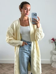 Style Cheat Cream Willa Cable Knit Maxi Cardigan - Image 3 of 4