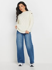 PixieGirl Petite Cream Cable Button Jumper - Image 1 of 4