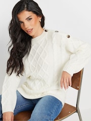 PixieGirl Petite Cream Cable Button Jumper - Image 3 of 4