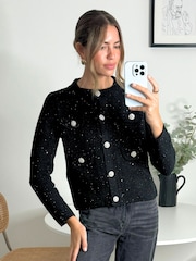 Style Cheat Black Karma Sparkle Cardigan - Image 1 of 4