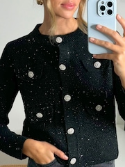 Style Cheat Black Karma Sparkle Cardigan - Image 3 of 4