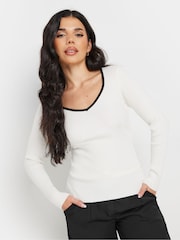 PixieGirl Petite Cream Sweetheart Neck Long Sleeve Jumper - Image 1 of 5