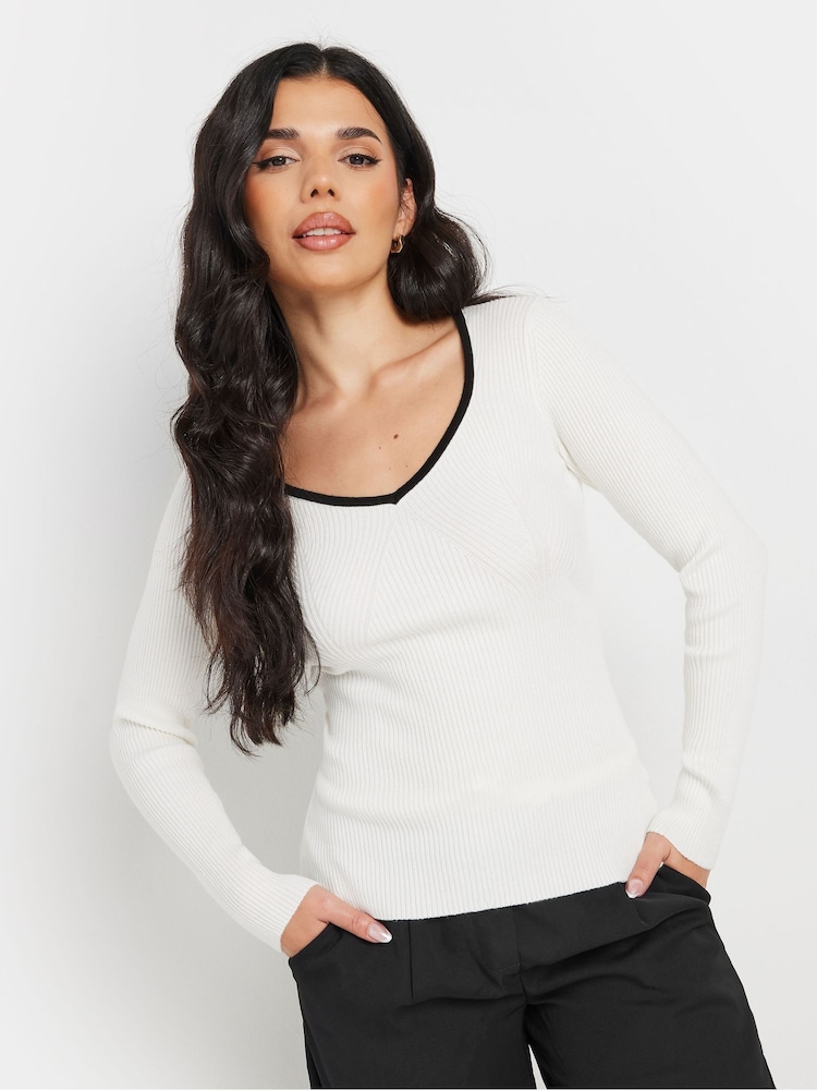 PixieGirl Petite Cream Sweetheart Neck Long Sleeve Jumper - Image 1 of 5