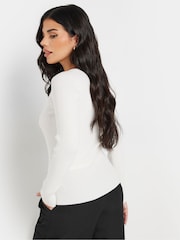 PixieGirl Petite Cream Sweetheart Neck Long Sleeve Jumper - Image 3 of 5