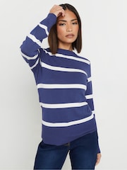 PixieGirl Petite Blue Stripe V-Neck Jumper - Image 1 of 5
