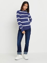 PixieGirl Petite Blue Stripe V-Neck Jumper - Image 3 of 5