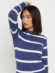 PixieGirl Petite Blue Stripe V-Neck Jumper - Image 4 of 5