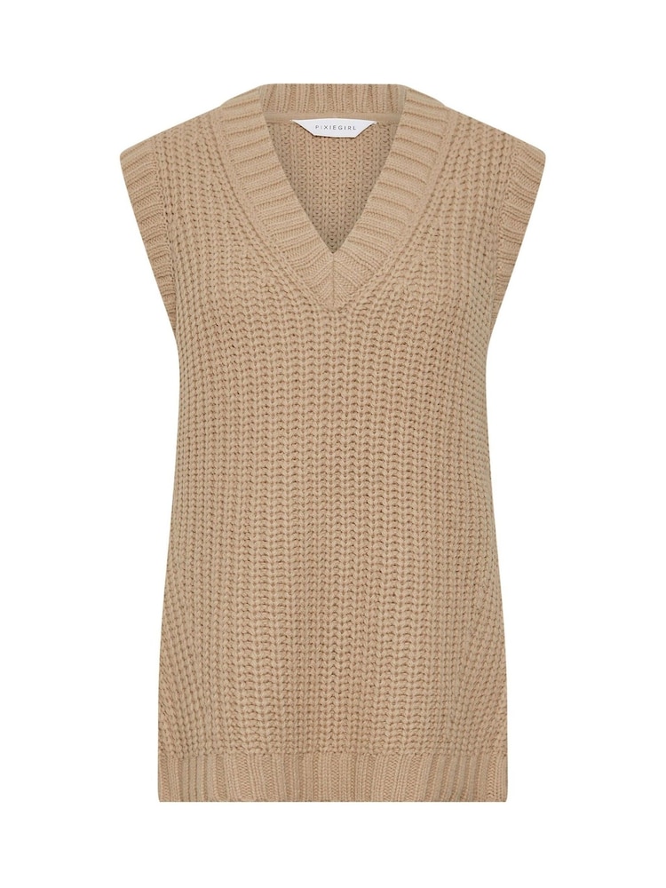 PixieGirl Petite Natural Zip Side V-Neck Tunic - Image 5 of 5
