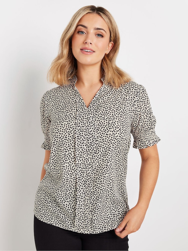 M&Co Blue V-Neck Short Sleeve Woven Top - Image 1 of 5