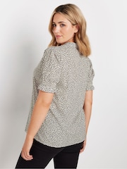 M&Co Blue V-Neck Short Sleeve Woven Top - Image 2 of 5