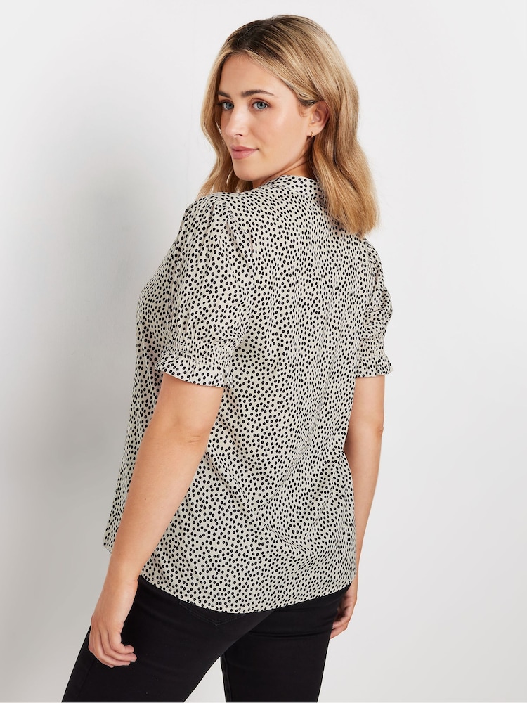 M&Co Blue V-Neck Short Sleeve Woven Top - Image 2 of 5