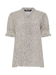 M&Co Blue V-Neck Short Sleeve Woven Top - Image 5 of 5