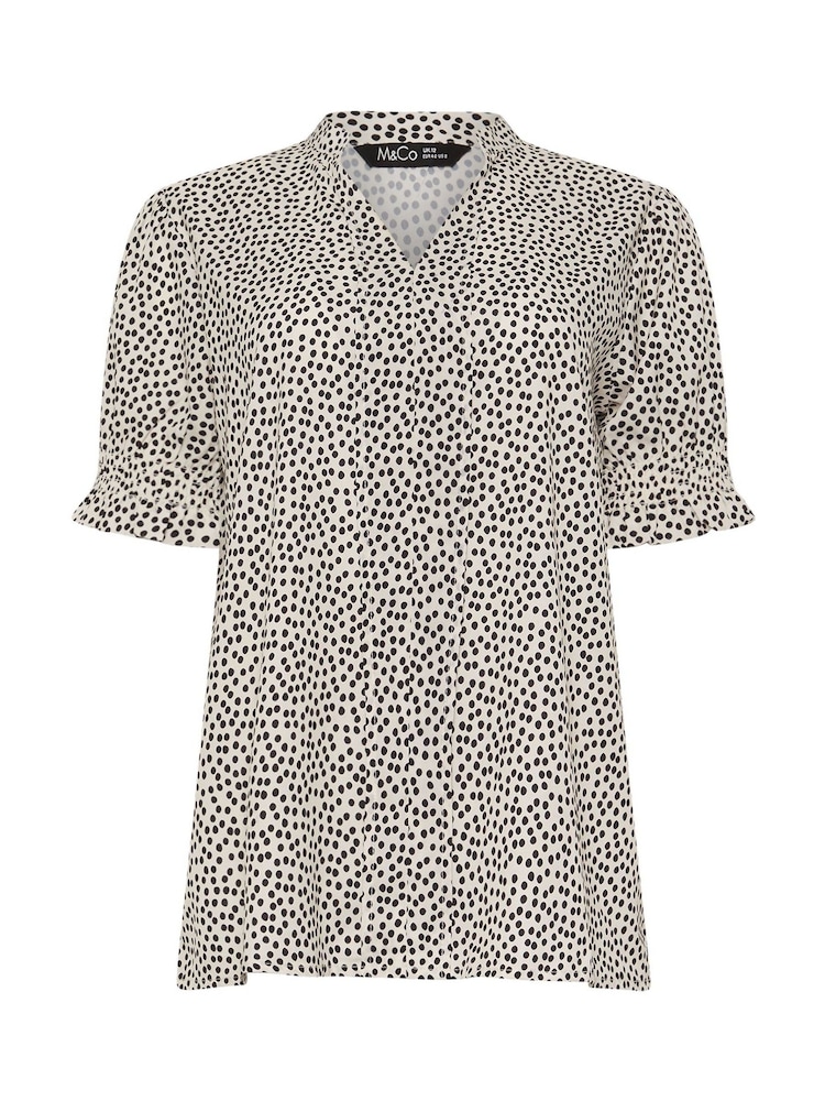 M&Co Blue V-Neck Short Sleeve Woven Top - Image 5 of 5