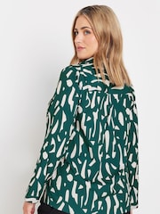 M&Co Blue Large Scale Markings Printed Woven Long Sleeve Collared Top - Image 2 of 5