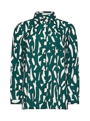M&Co Blue Large Scale Markings Printed Woven Long Sleeve Collared Top - Image 5 of 5