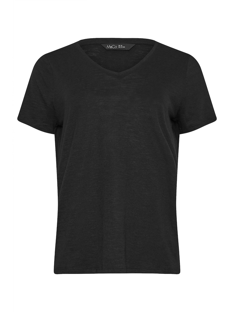 M&Co Black V-Neck 100% Cotton T-Shirts 3 Pack - Image 9 of 9