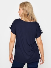 M&Co Blue Animal Print Woven Front Top - Image 3 of 5