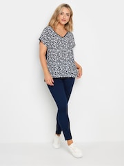 M&Co Blue Animal Print Woven Front Top - Image 4 of 5