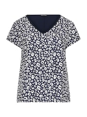 M&Co Blue Animal Print Woven Front Top - Image 5 of 5