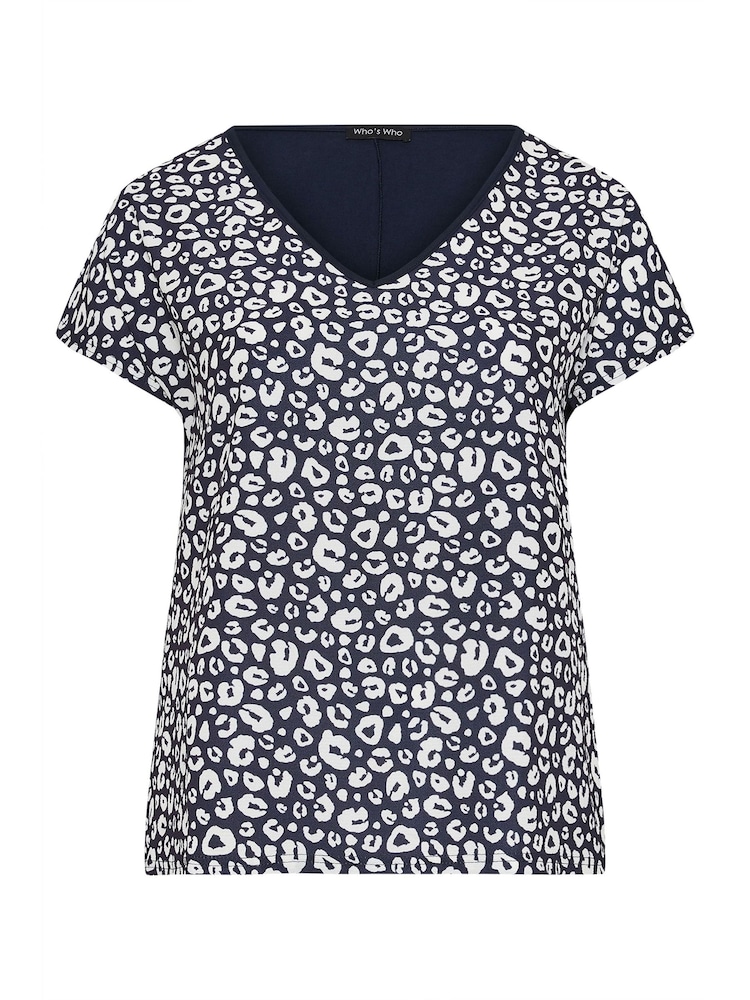 M&Co Blue Animal Print Woven Front Top - Image 5 of 5