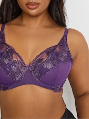 M&Co Purple Florence Floral Embellished Underwired Bra 2 Pack - Image 5 of 8