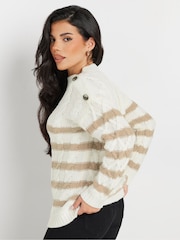 PixieGirl Petite Cream Cable Button Jumper - Image 4 of 5
