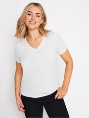 Pack de 2 camisetas de algodón 100 % con cuello en pico de M&Co - Imagen 2 de 7