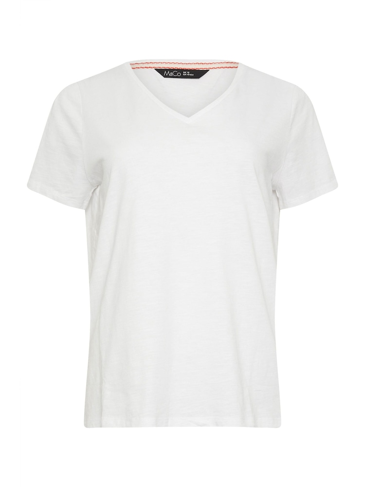 Pack de 2 camisetas de algodón 100 % con cuello en pico de M&Co - Imagen 7 de 7