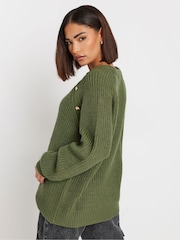 PixieGirl Petite Green Raglan Button Jumper - Image 2 of 5