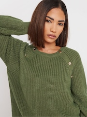 PixieGirl Petite Green Raglan Button Jumper - Image 4 of 5