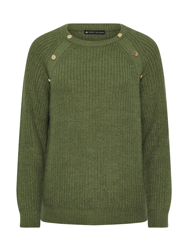 PixieGirl Petite Green Raglan Button Jumper - Image 5 of 5