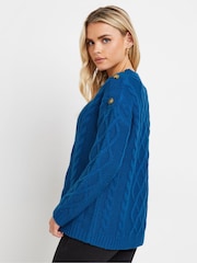PixieGirl Petite Blue Cable Button Jumper - Image 3 of 5