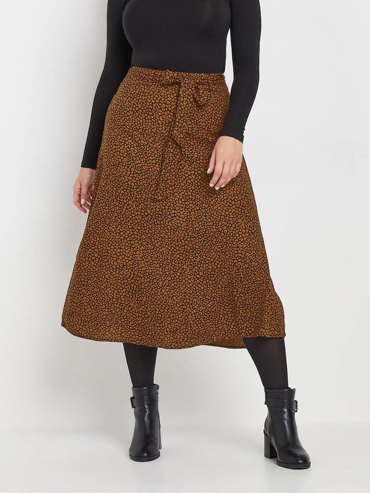 M&Co Black Mini Animal Belted Midi Skirt - Image 1 of 5