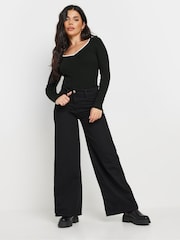 PixieGirl Petite Black Sweetheart Neck Long Sleeve Jumper - Image 2 of 5