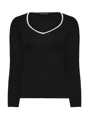 PixieGirl Petite Black Sweetheart Neck Long Sleeve Jumper - Image 5 of 5