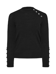 PixieGirl Petite Black Button Cuff Neck Jumper - Image 5 of 5