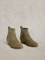 White Stuff Green Cedar Embroidered Ankle Boots - Image 2 of 4