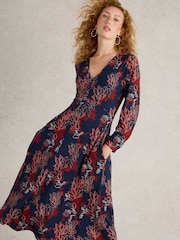 White Stuff Purple Megan Jersey Midi Dress - Image 3 of 5