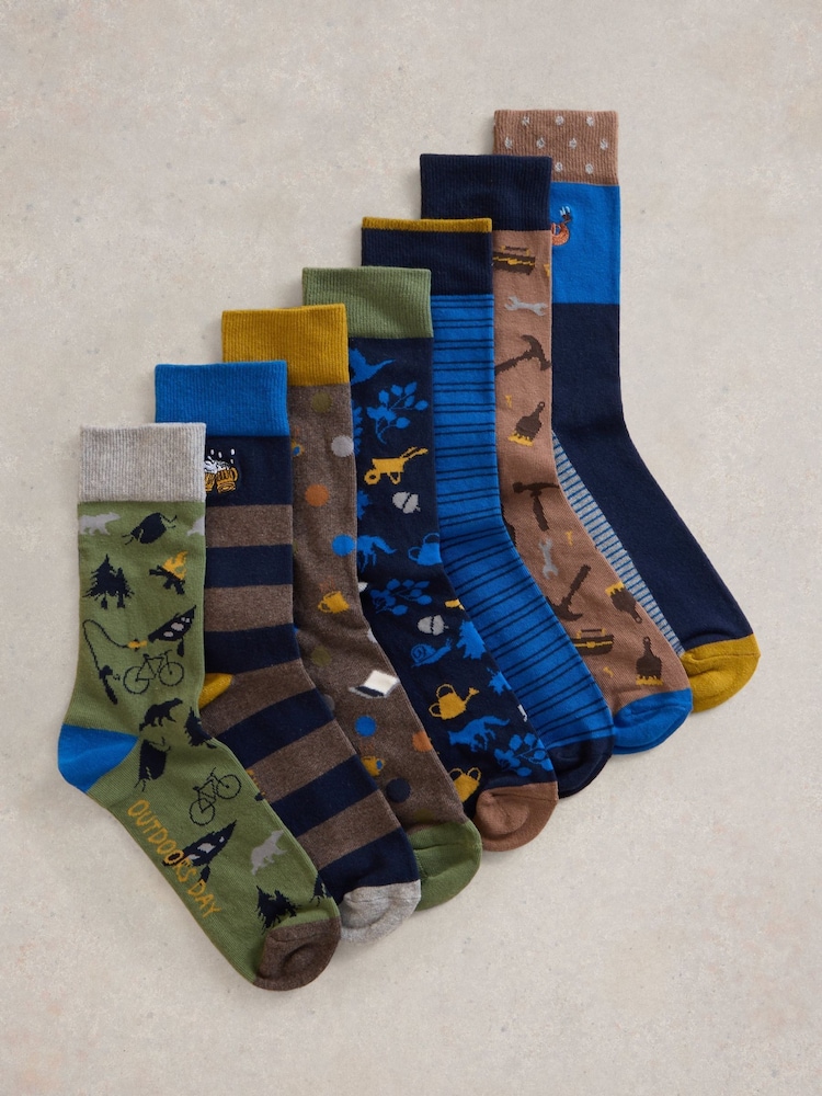 White Stuff Blue Days Of The Week Socks 7 Pack - Image 1 of 2