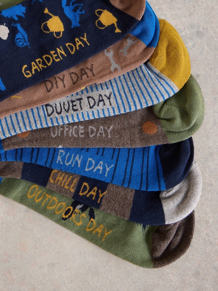 White Stuff Blue Days Of The Week Socks 7 Pack - Image 2 of 2