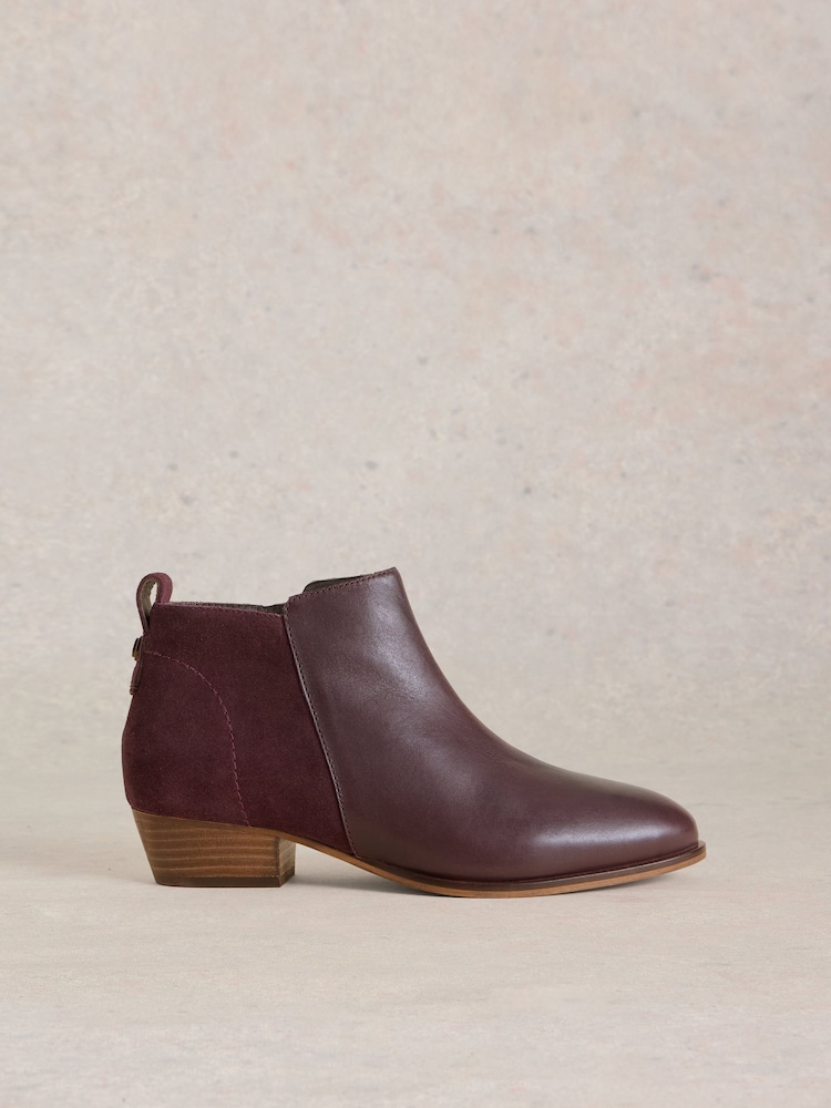 White Stuff Purple Willow Leather Mix Ankle Boots - Image 1 of 4 White Stuff Purple Willow Leather Mix Ankle Boots - Image 1 of 4