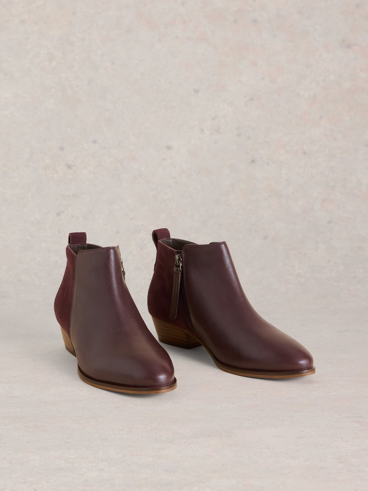 White Stuff Purple Willow Leather Mix Ankle Boots - Image 2 of 4 White Stuff Purple Willow Leather Mix Ankle Boots - Image 2 of 4