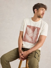 White Stuff Natural Leaf Graphic 100% Cotton T-Shirt - Image 1 of 6