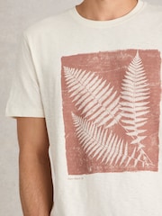 White Stuff Natural Leaf Graphic 100% Cotton T-Shirt - Image 4 of 6
