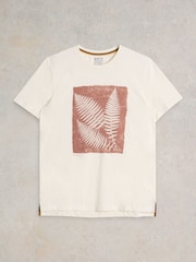 White Stuff Natural Leaf Graphic 100% Cotton T-Shirt - Image 5 of 6