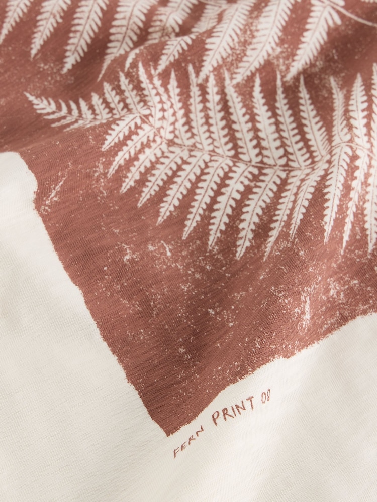 White Stuff Natural Leaf Graphic 100% Cotton T-Shirt - Image 6 of 6